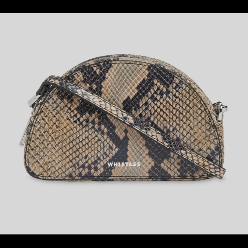 Whistles Jasmine Snake Half Moon Bag